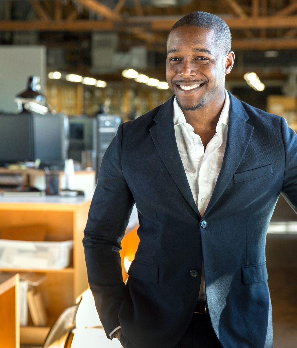 smiling restaurant owner