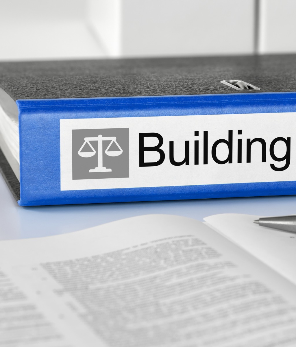 Binder with Building Permits label on spine